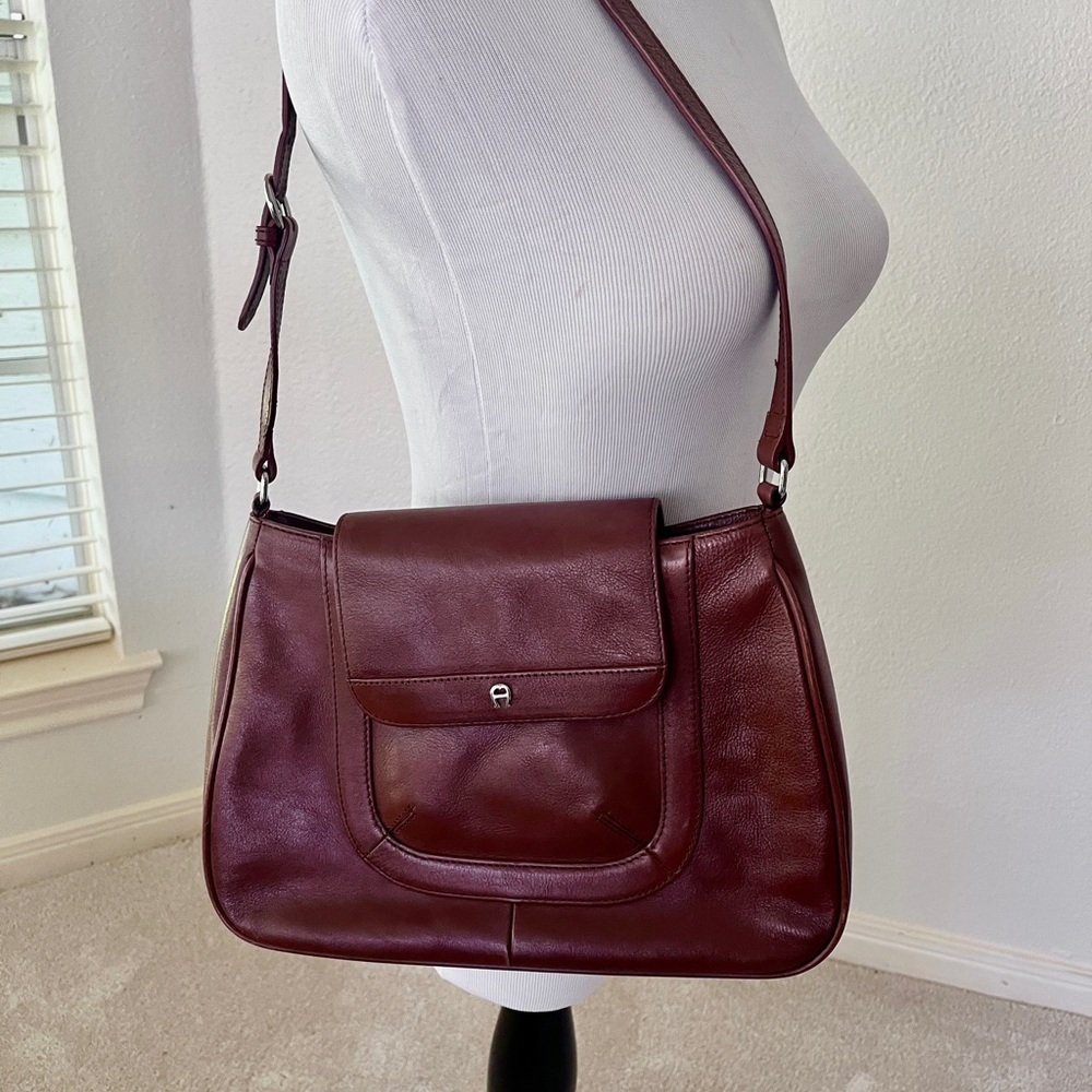Etienne Aigner Deep Red Leather Shoulder Bag